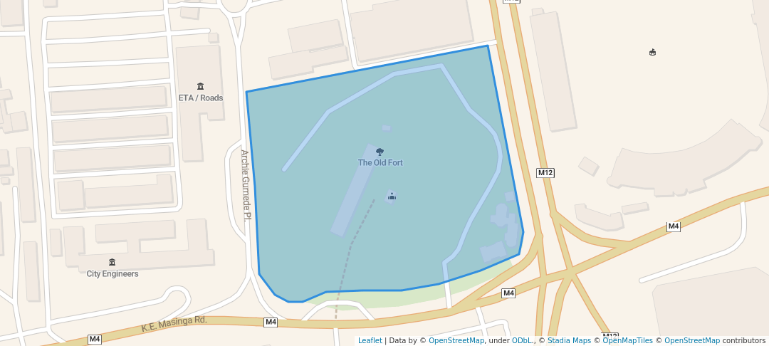 walking in The Old Fort map in Durban