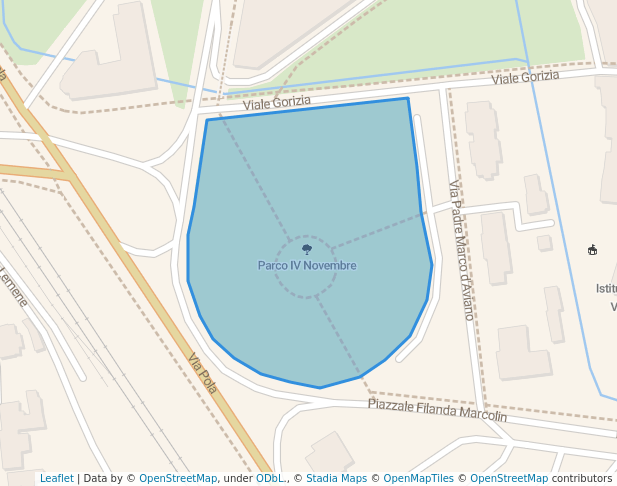 walking in Parco IV Novembre map in Pordenone