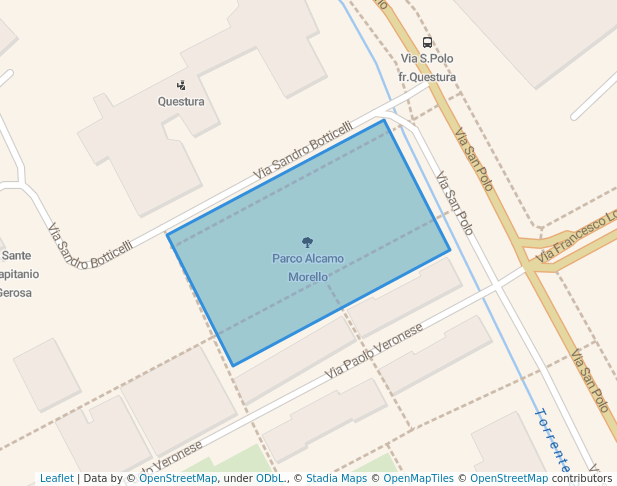 walking in Parco Alcamo Morello map in Brescia