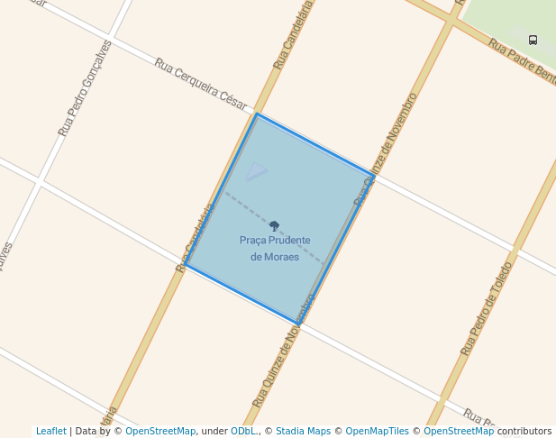 walking in Praça Prudente de Moraes map in Indaiatuba