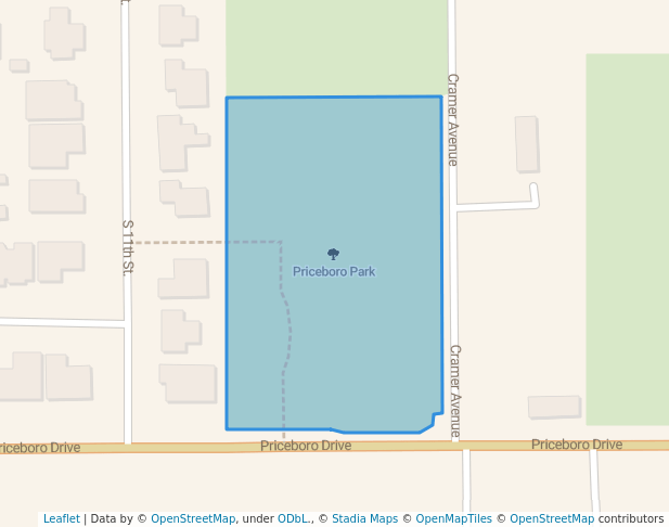 walking in Priceboro Park map in Harrisburg