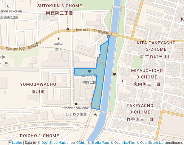 walking in Meirin Park map in Amagasaki