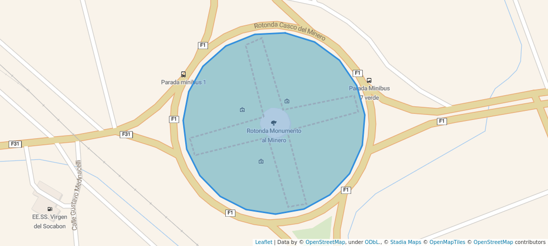 walking in Rotonda Monumento al Minero map in Oruro