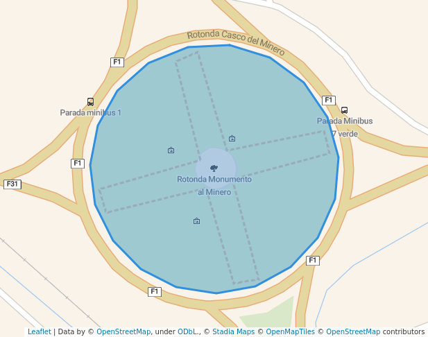 walking in Rotonda Monumento al Minero map in Oruro