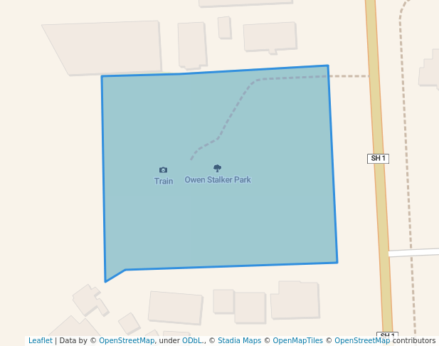 walking in Owen Stalker Park map in Woodend