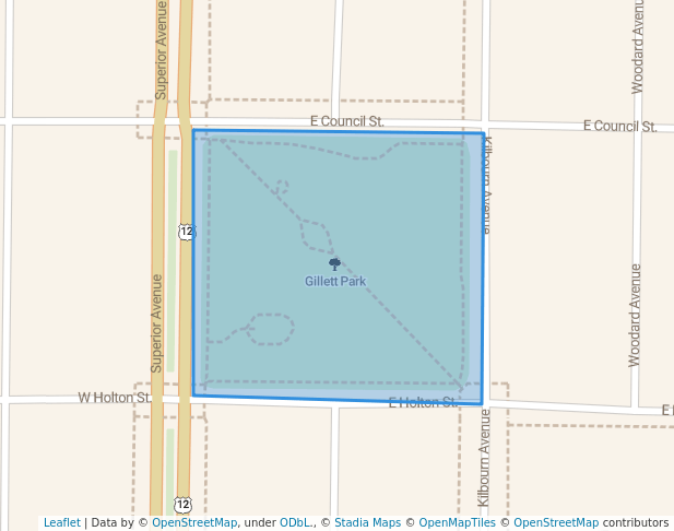 walking in Gillett Park map in Tomah