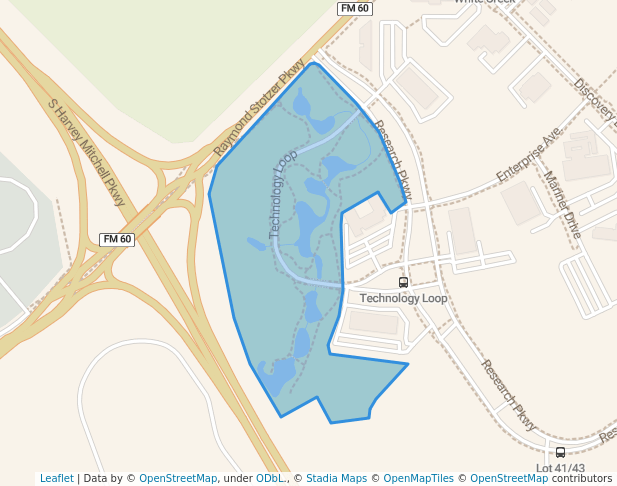 walking in Research Park map in College Station