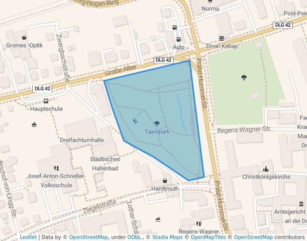 walking in Taxispark map in Dillingen an der Donau