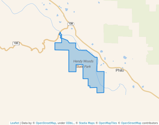 walking in Hendy Woods State Park map in Philo