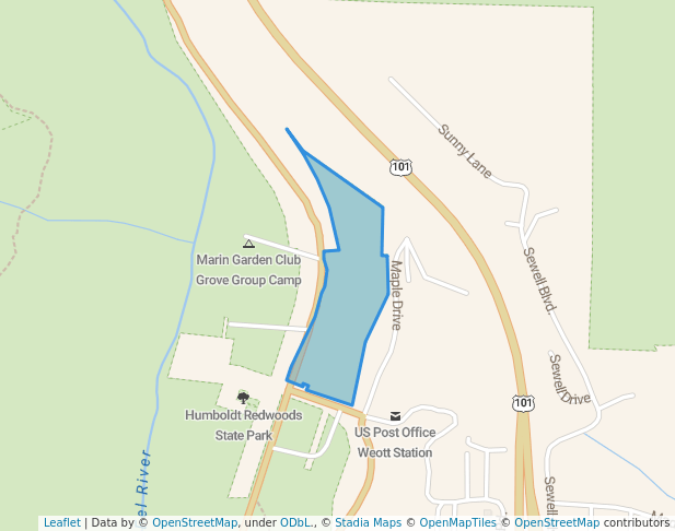 walking in Humboldt Redwoods State Park map in Weott