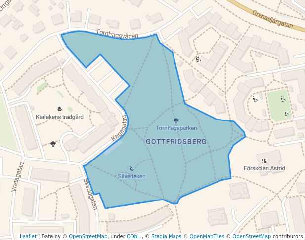 walking in Tornhagsparken map in Linköping