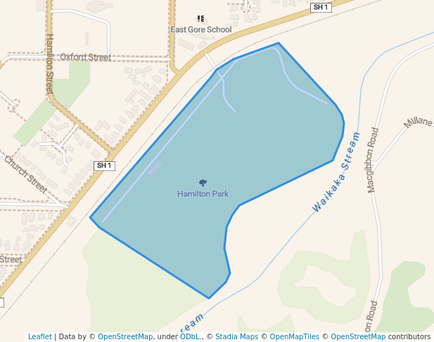 walking in Hamilton Park map in Gore