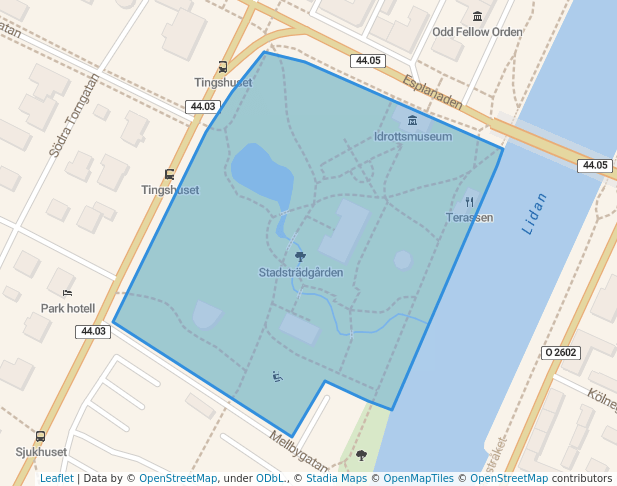 walking in Stadsträdgården map in Lidköping