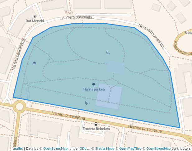 walking in Harria parkea map in Donostia