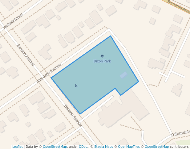 walking in Dixon Park map in Peterborough