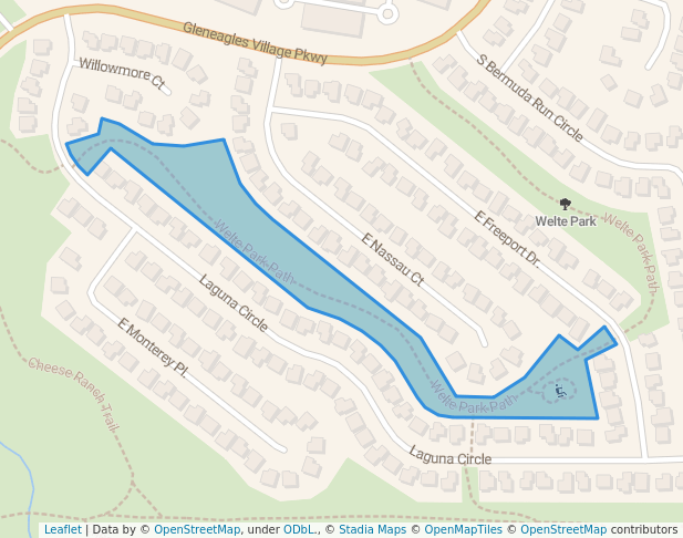 walking in Welte Park map in Highlands Ranch
