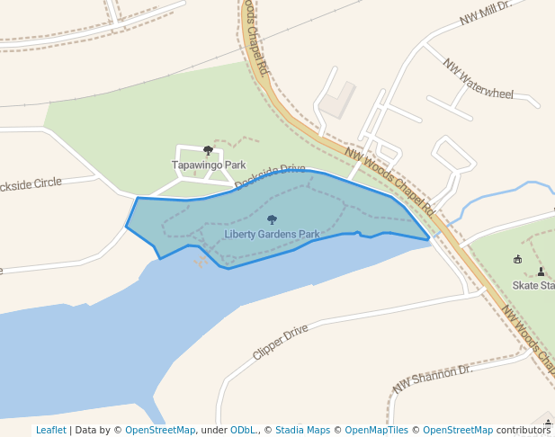 walking in Liberty Gardens Park map in Lake Tapawingo