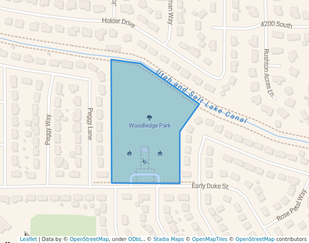 walking in Woodledge Park map in West Valley City