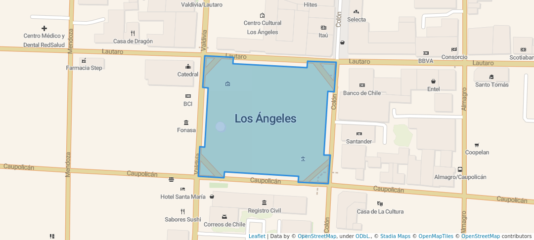 walking in Plaza Libertador Bernardo O'Higgins map in Biobio