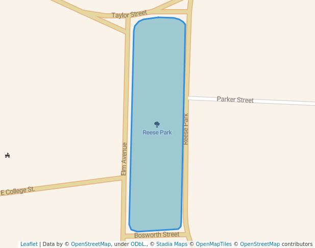 walking in Reese Park map in Americus