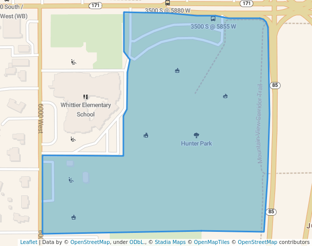 walking in Hunter Park map in West Valley City