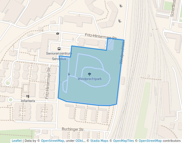 walking in Windprechtpark map in Augsburg
