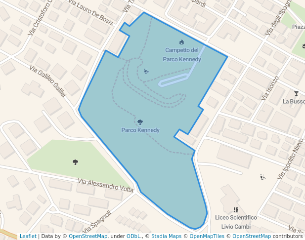 walking in Parco Kennedy map in Falconara Marittima