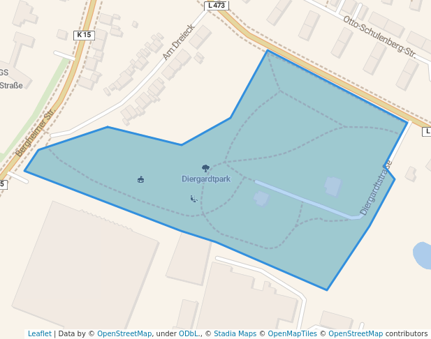 walking in Diergardtpark map in Duisburg