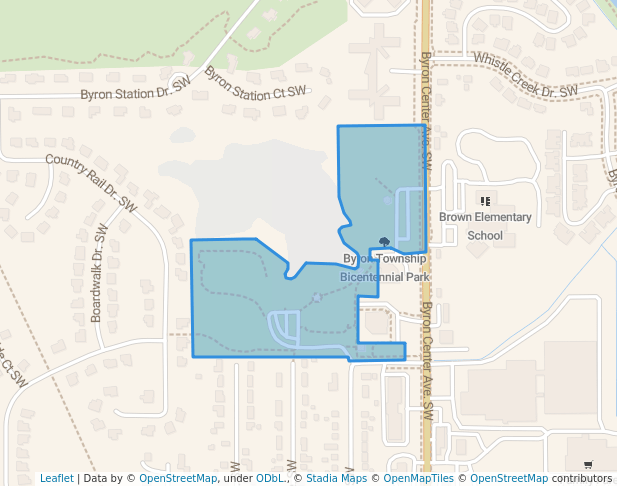walking in Byron Township Bicentennial Park map in Byron Center