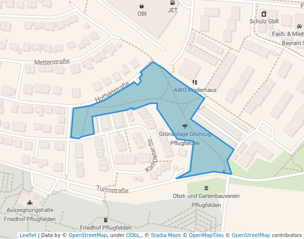 walking in Grünanlage Grünzug Pflugfelden map in Ludwigsburg