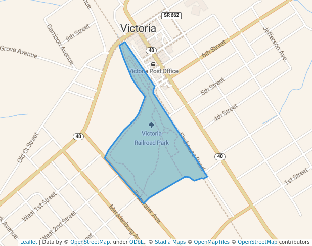 walking in Victoria Railroad Park map in Victoria