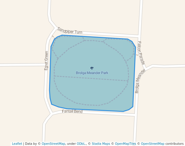 walking in Brolga Meander Park map in Nickol