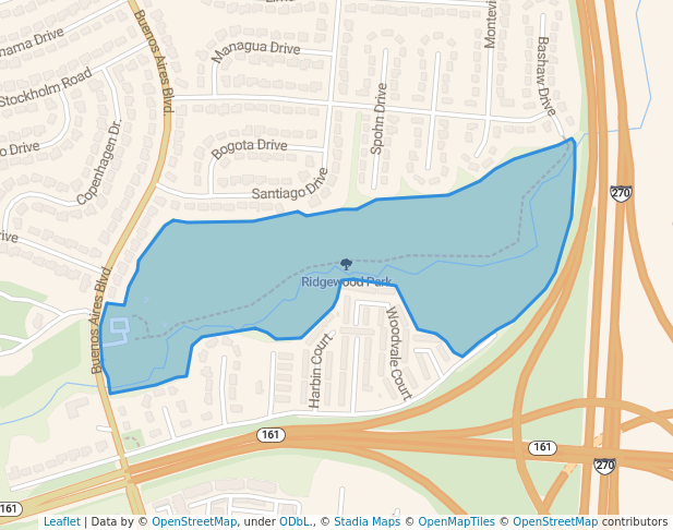 walking in Ridgewood Park map in Westerville