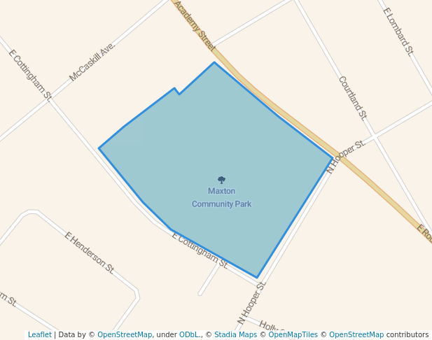 walking in Maxton Community Park map in Maxton