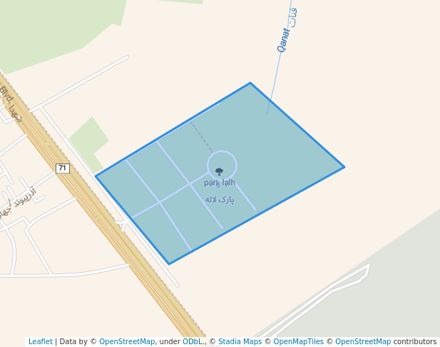 walking in پارک لاله map in Kashan