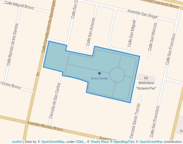 walking in Área Verde map in San Pablo de las Salinas