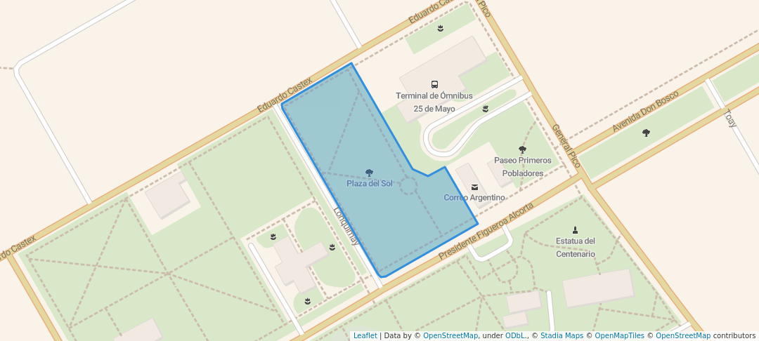 walking in Plaza del Sol map in 25 de Mayo