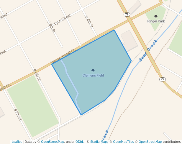 walking in Clemens Field map in Hannibal