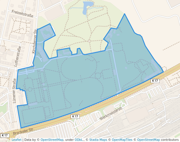 walking in Hoeschpark map in Dortmund