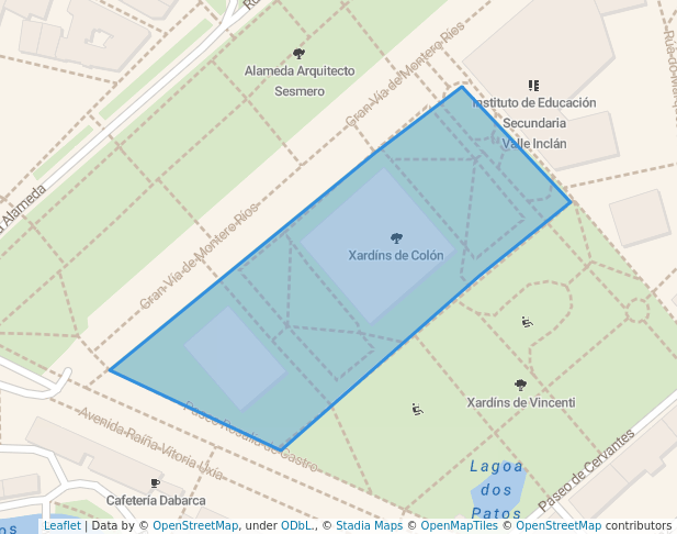 walking in Xardíns de Colón map in Pontevedra