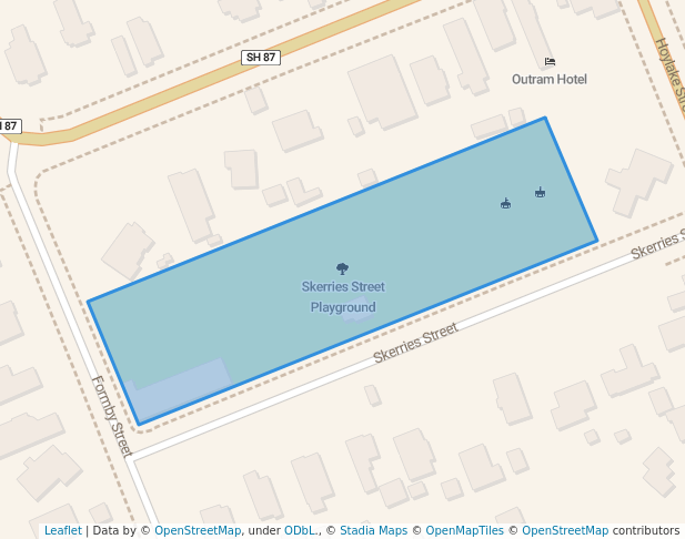 walking in Skerries Street Playground map in Outram