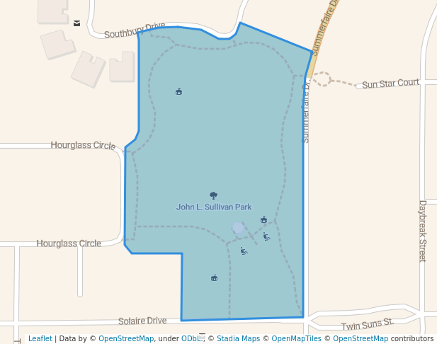 walking in John L. Sullivan Park map in Roseville