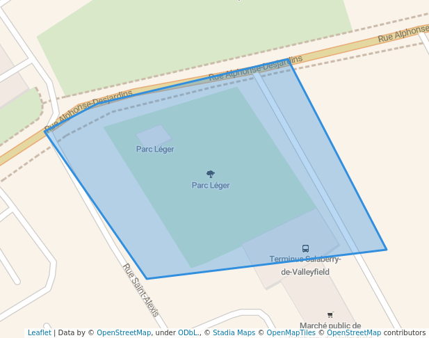 walking in Parc Léger map in Salaberry-de-Valleyfield
