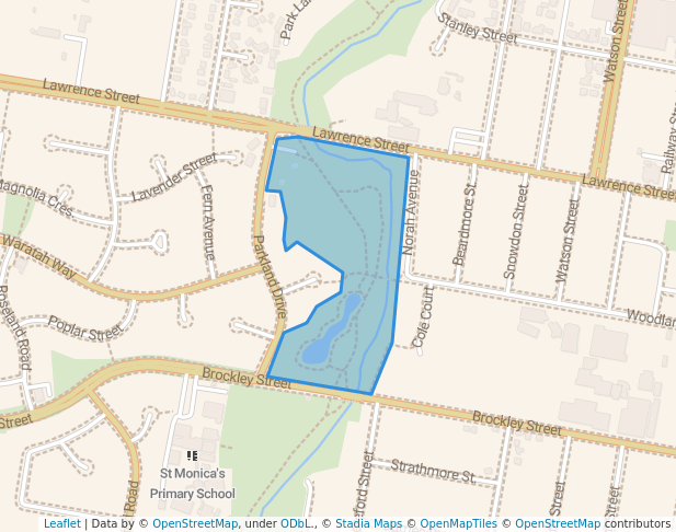 walking in Les Stone Park map in Wodonga