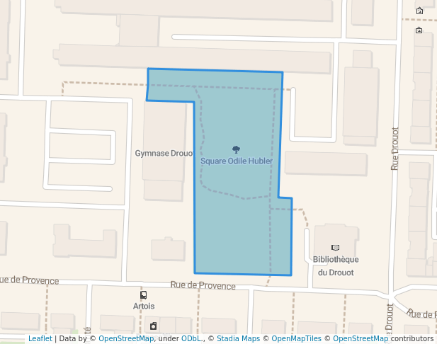 walking in Square Odile Hubler map in Mulhouse