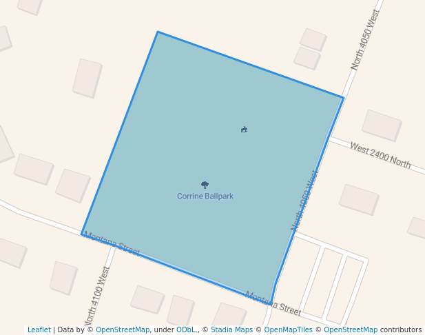 walking in Corrine Ballpark map in Corinne