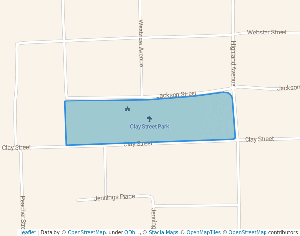 walking in Clay Street Park map in Chillicothe