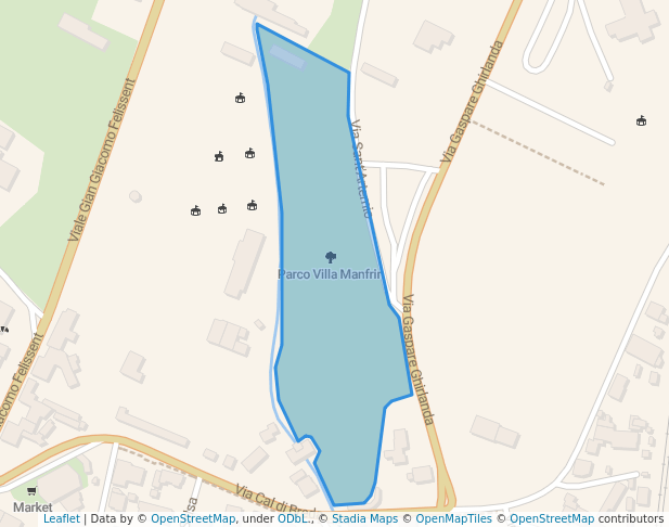 walking in Parco Villa Manfrin map in Treviso