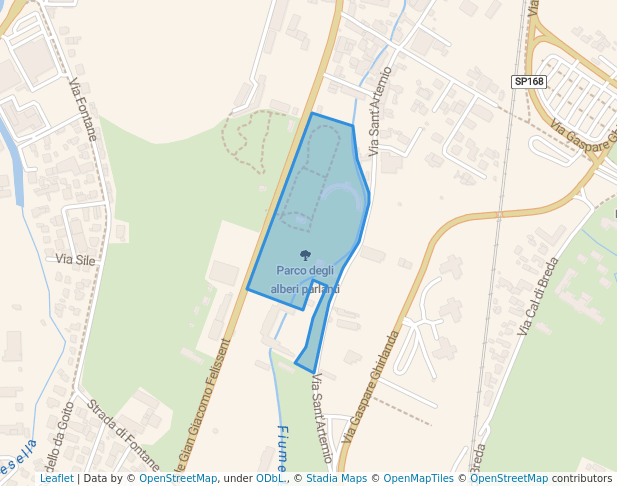 walking in Parco degli alberi parlanti map in Treviso