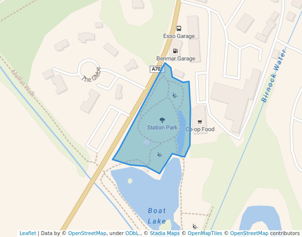 walking in Station Park map in Moffat